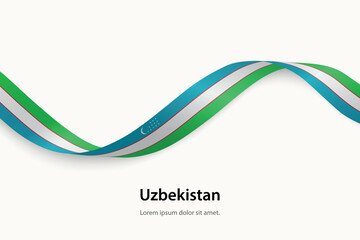 Uzbekistan flag on Waving ribbon