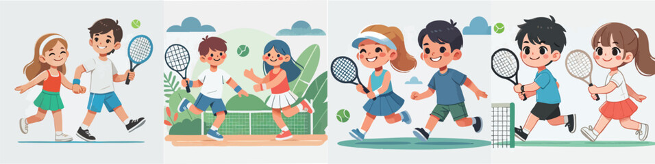 Vector of children doing various sports activities