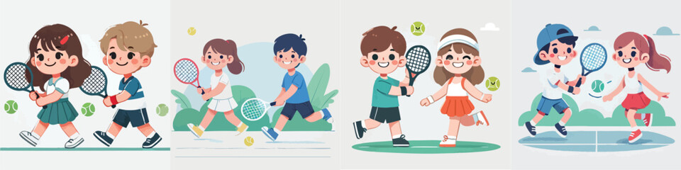 Vector of children doing various sports activities
