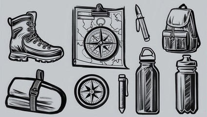 Hiking Essentials Boots Backpack Compass Map Water Bottles More