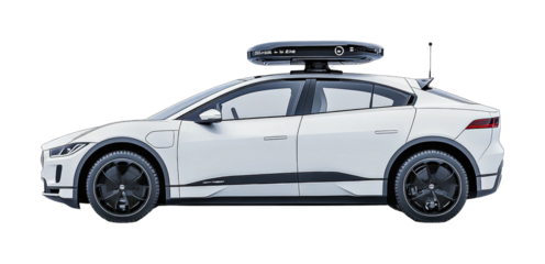 Autonomous vehicle showcase urban environment futuristic technology high-tech design side view self-driving innovation isolated on transparent background png