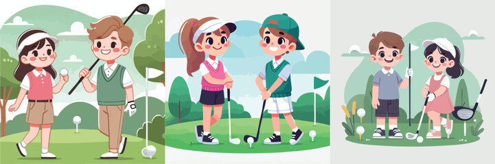 Vector of children doing various sports activities
