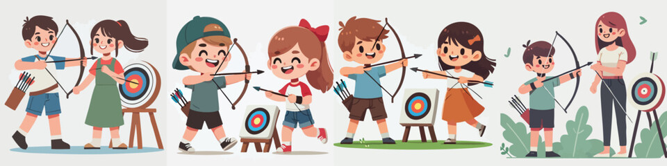 Vector of children doing various sports activities