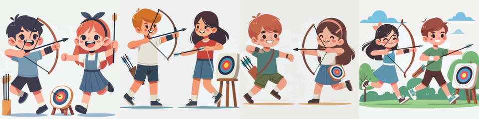 Vector of children doing various sports activities