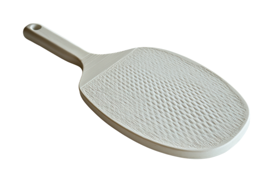 Dynamic action of a white ping pong paddle against a textured background in high fidelity close-up view for sports enthusiasts isolated on transparent background png