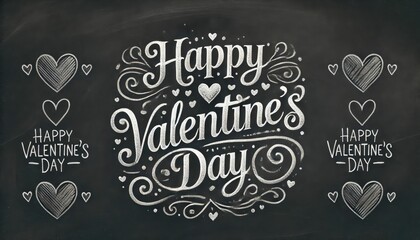 Valentine's day chalkboard typography with hearts