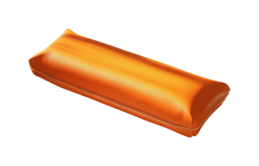 Bright orange pencil case minimalist design high fidelity studio environment close-up view creative concept isolated on transparent background png