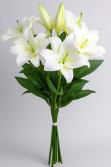 Fototapeta premium Elegant White Lilies Bouquet Pure Floral Arrangement Studio Shot