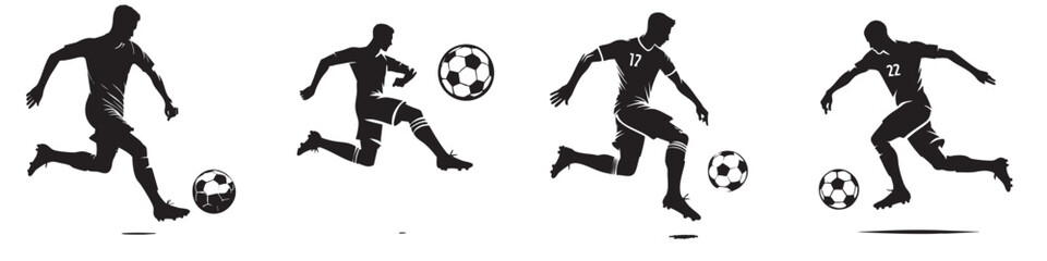 Continuous silhouette collection of various sports athlete activities