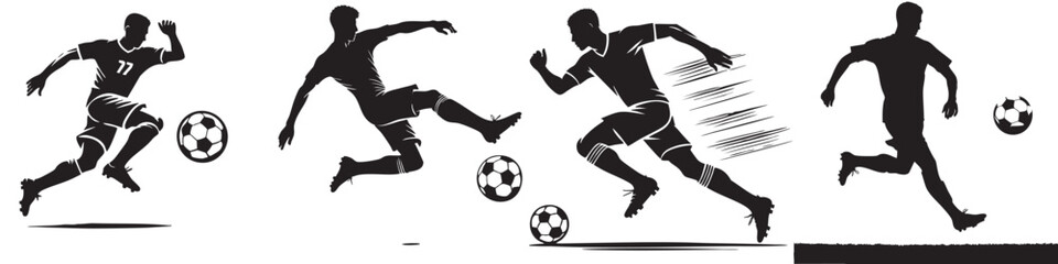 Continuous silhouette collection of various sports athlete activities