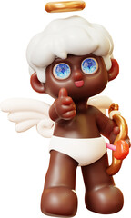 Funny Cupid Pointing You with his archer, little angels or amur. Cute Cartoon 3D Cute little kids with heart wings. Happy Valentines day, love and romantic concept.	
