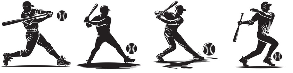 Continuous silhouette collection of various sports athlete activities