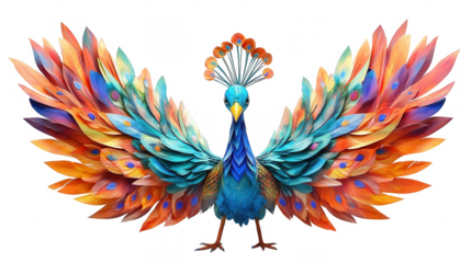 World Wildlife Day-themed vibrant peacock, PNG file, transparent background, isolated on white
