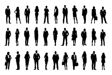 Collection of men and women businesspeople silhouette