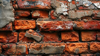 Vintage Red Brick Wall: A Grungy and Textured Background for Architecture and Design