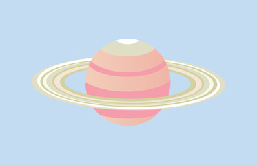 pink planet with rings in space