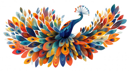 World Wildlife Day-themed vibrant peacock, PNG file, transparent background, isolated on white