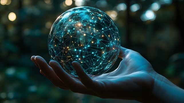 Holographic Globe Showing Digital Networks