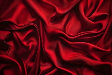 Obraz premium A red fabric with a wave pattern. The fabric is flowing and has a sense of movement