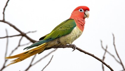 King Parrot perched on branch, Australian outback, clear sky, wildlife photography
