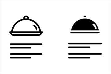 Vector icons of a restaurant menu in various styles, including outline and filled. Perfect for food, dining, and app designs.