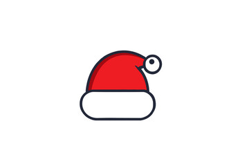 flat vector artwork of a sant clause hat on a white background