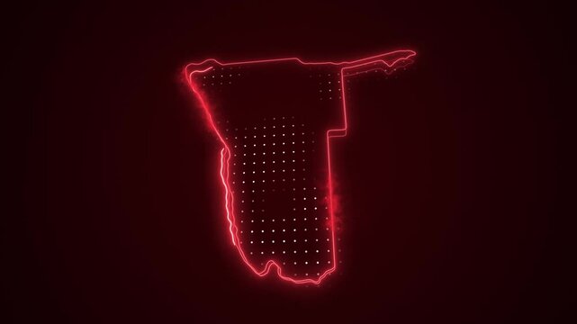 3D Moving Neon Red Namibia Map Borders Outline Loop Background
