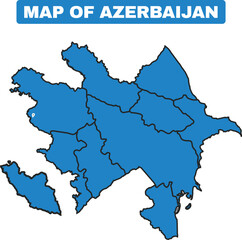 Fototapeta premium Blue Azerbaijan country map border outline vector