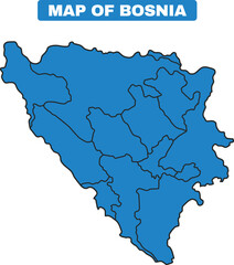 Blue Bosnia country map border outline vector