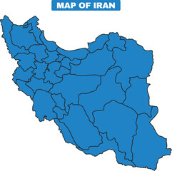 Obraz premium Blue Iran country map border outline vector