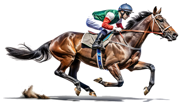 Horse racer on transparent background, horse racing isolated on white background as transparent. PNG.AI GENERATED