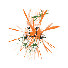 abstraction in orange colors on a white background