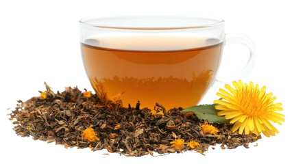 Fototapeta premium A calming herbal tea experience with fresh flowers and fragrant dried leaves on display