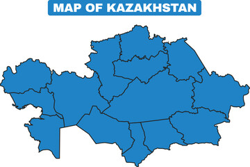 Obraz premium Blue Kazakhstan country map border outline vector