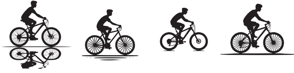 Continuous silhouette collection of various sports athlete activities