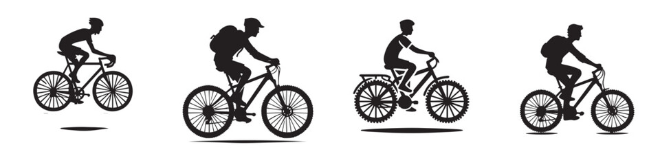 Continuous silhouette collection of various sports athlete activities