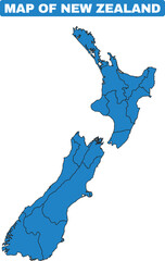 Blue New Zealand country map border outline vector