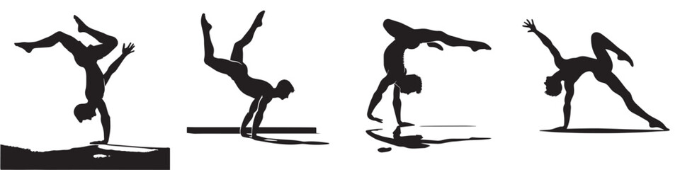 Continuous silhouette collection of various sports athlete activities