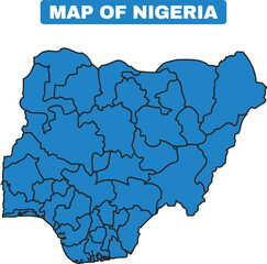 Obraz premium Blue Nigeria country map border outline vector