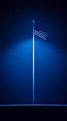A minimalist representation of the American flag against a dark blue background, symbolizing patriotism and national pride, ideal for formal presentations.