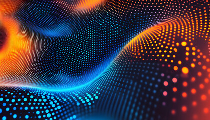 Fototapeta premium A blue and orange background with glowing dots -