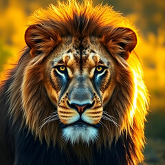 Naklejka premium African Lion portrait in the warm light