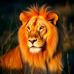 Fototapeta premium African Lion portrait in the warm light