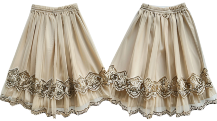 Skirts with Lace Detail on white background PNG.