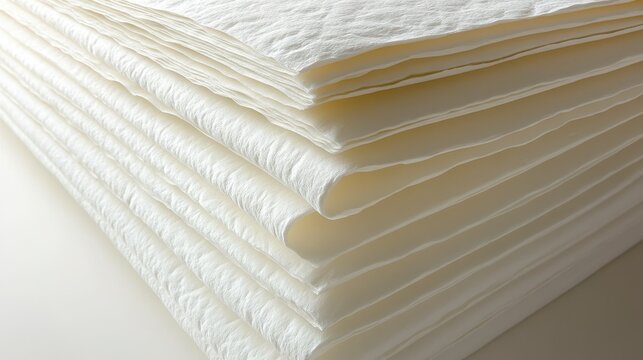 Stack of white absorbent paper sheets.
