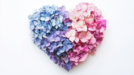 Heart shape made of hydrangea flowers. Valentine's day. Love fashion