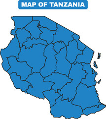 Blue Tanzania country map border outline vector
