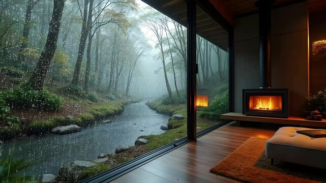 virtual backgrounds loop animation for stream overlay, meditation, smooth jazz or white noise video. cozy lo-fi background, rainfall or snowfall. live wallpaper, 