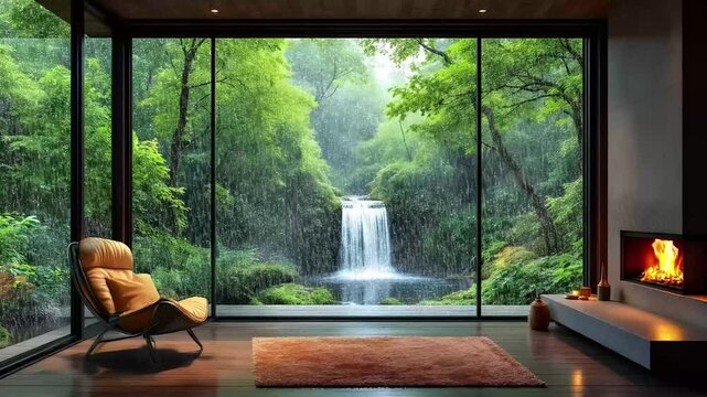 virtual backgrounds loop animation for stream overlay, meditation, smooth jazz or white noise video. cozy lo-fi background, rainfall or snowfall. live wallpaper, 