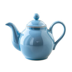 Ceramic teapot with glossy blue finish home kitchen still life indoor close-up elegance